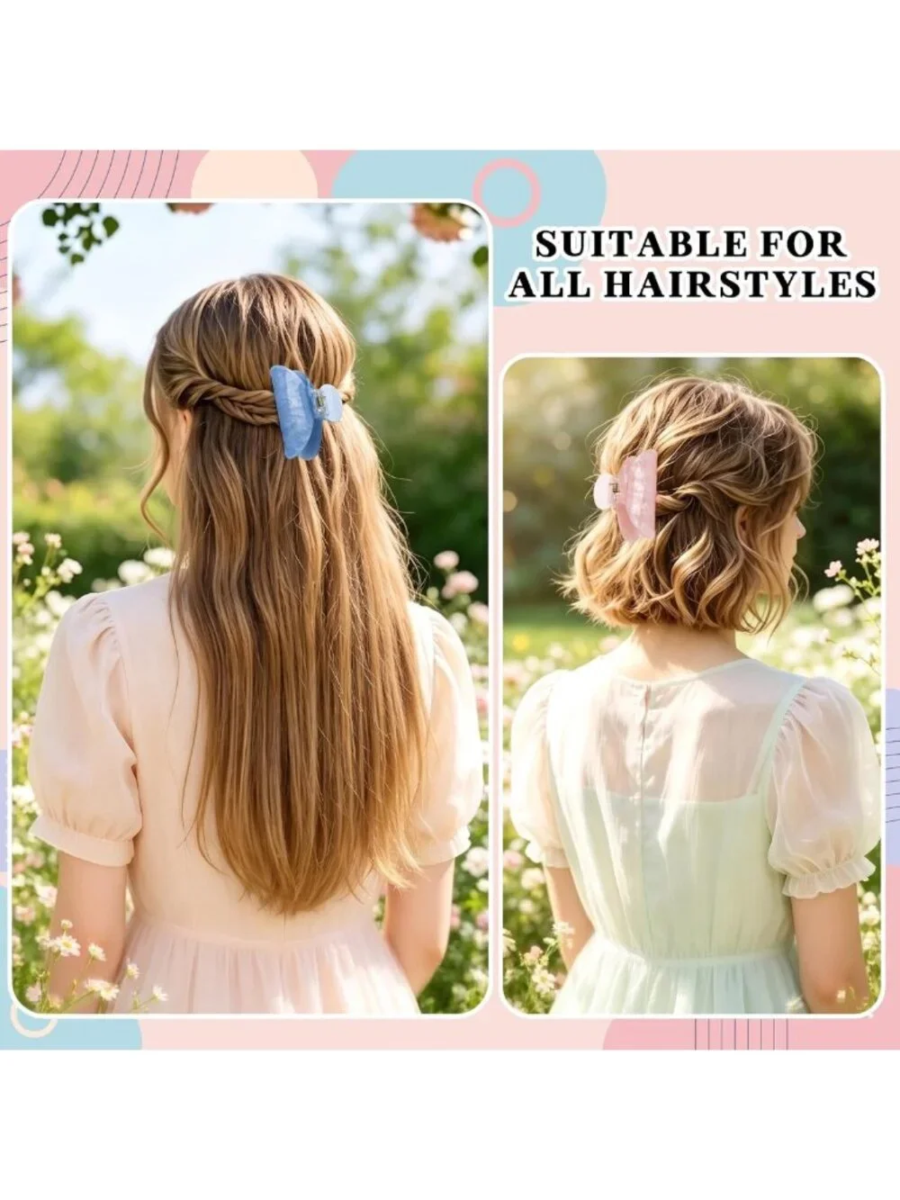 10pcs Colorful Acrylic Hair Claw Clips - Large Cute Fashion Accessories for